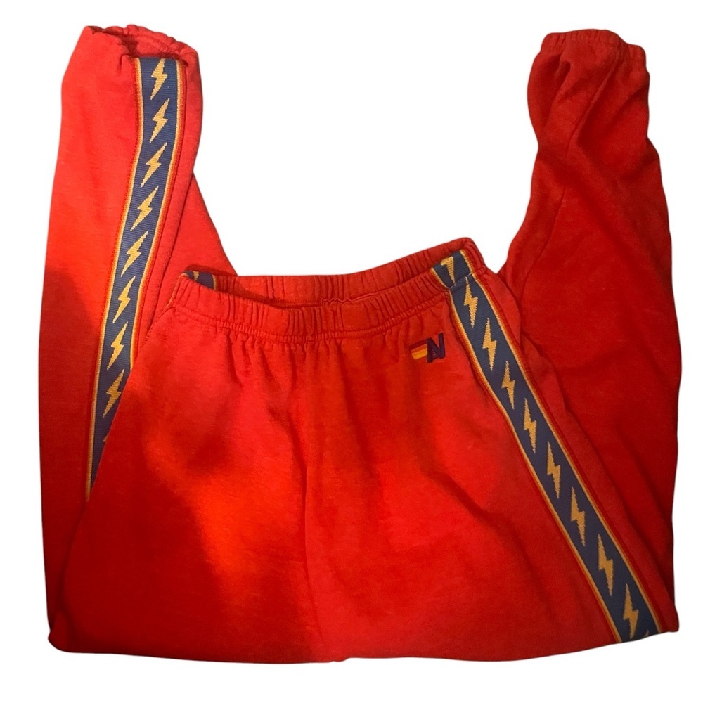 «AVIATOR NATION Women's BoltStripe Sweatpant in Red- - Picture 2 of 4